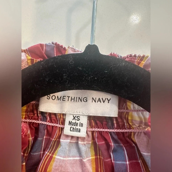 Something Navy - Jamie Ruffle Sleeve Plaid Button Up XS M0341 - Picture 12 of 12